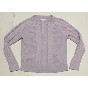 LL Bean Women's Signature Cable Knit Sweater Light Purple Size Small Heavyweight